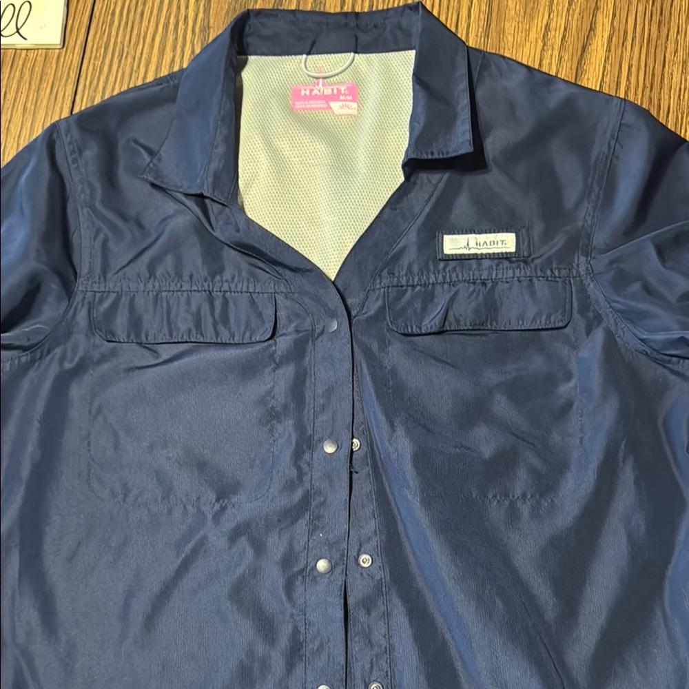 Columbia Blue Long Sleeve Notched Collar Shirt